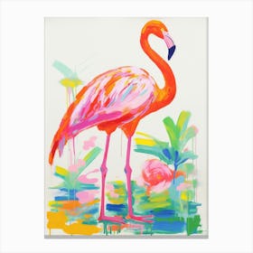 Colourful Bird Painting Greater Flamingo 2 Canvas Print