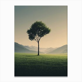 Lone Tree In A Field Canvas Print