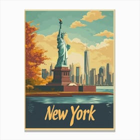 Aihrgdesign A Retro Travel Poster For New York Featuring The 3 Canvas Print