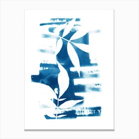 Elder Leaves Blue Minimal Brush Strokes Canvas Print