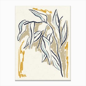 Vintage Blue Gold Warm Leaves Canvas Print