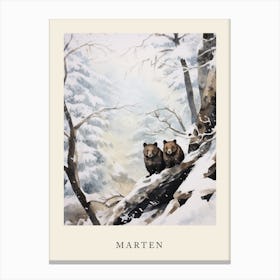 Winter Watercolour Marten 2 Poster Canvas Print