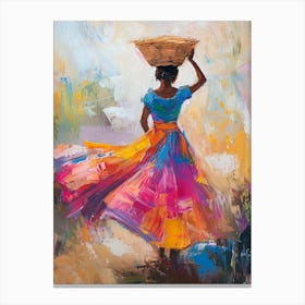 Woman With A Basket Canvas Print