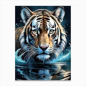 Tiger In Water Canvas Print