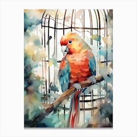 Watercolour Bird And Birdcage 3 Canvas Print