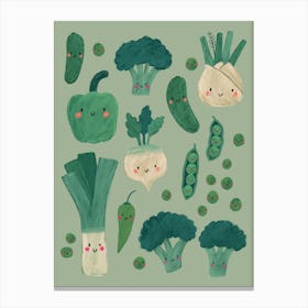 Happy Veg Eat Your Greens Canvas Print