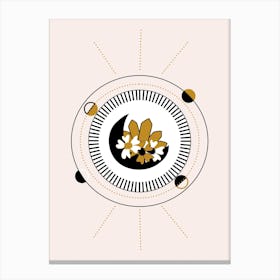 Moon Angd Flowers In A Geometrical Composition Canvas Print