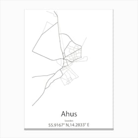 Ahus,Sweden Minimalist Map Canvas Print