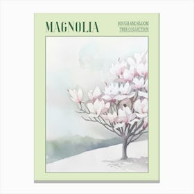 Magnolia Tree Atmospheric Watercolour Painting 2 Poster Canvas Print