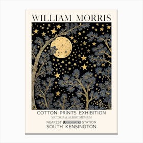 William Morris Celestial Moon Print Canvas Print