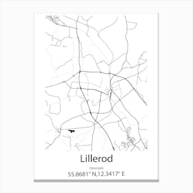 Lillerod,Denmark Minimalist Map Canvas Print