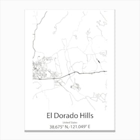 El Dorado,Mexico Minimalist Map Canvas Print