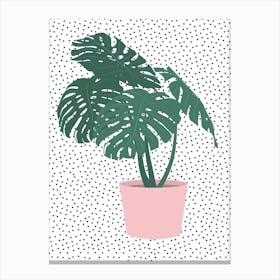 Polka Dot Monstera Deliciosa Canvas Print