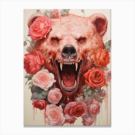 Bear With Roses 3 Canvas Print