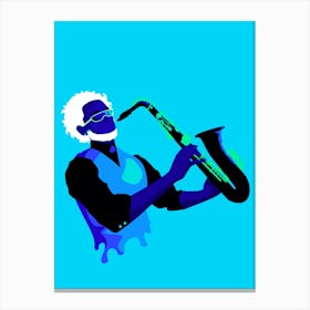 Jazzy Man Art Prints Illustration Blue Canvas Print