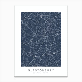 Glanstonbury Map Print Classic Blue Canvas Print