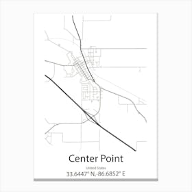 Center,United States Minimalist Map 1 Canvas Print