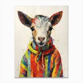 Baby Animal Wearing Sweater Goat 5 Canvas Print