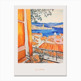 Lisbon Portugal 3 Orange Drawing Poster Canvas Print