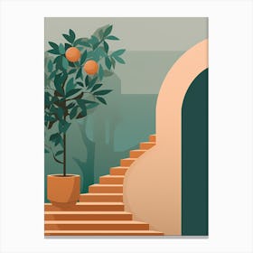 Orange Tree And Stairs Canvas Print