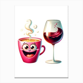 Cute Coffee And Wine Canvas Print