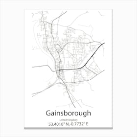 Gainsborough,United Kingdom Minimalist Map Canvas Print