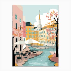 Tampere, Finland, Flat Pastels Tones Illustration 4 Canvas Print