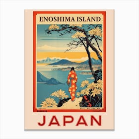 Enoshima Island, Visit Japan Vintage Travel Art 4 Poster Canvas Print