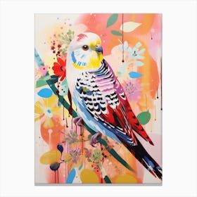 Bird Painting Collage Budgerigar 1 Canvas Print