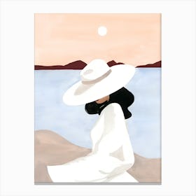 Woman In White Hat 3 Canvas Print