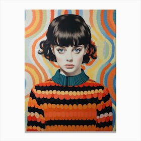 Girl In Crochet Jumper 2 Canvas Print