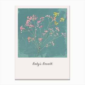 Babys Breath 2 Square Flower Illustration Poster Canvas Print