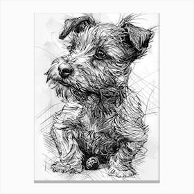 Cute Terrier Dog Line Art 1 Canvas Print