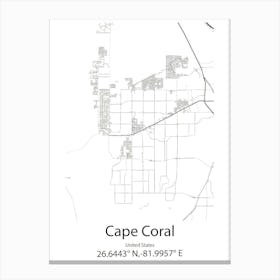 Cape Coral,United States Minimalist Map 1 Canvas Print