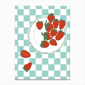 Food Illustration Strawberries Preppy Contemporary Kitchen Canvas Print