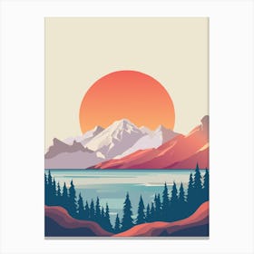 Serene Sunset Over Majestic Mountains Canvas Print