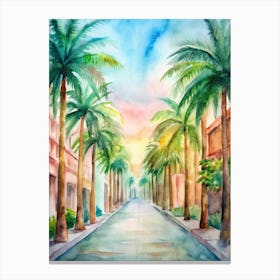 Watercolor Of Palm Trees 2 Canvas Print