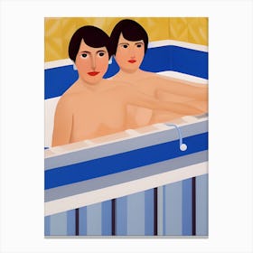 Surreal Bath People Blue Bright Sicilian Abstract Tiles Canvas Print