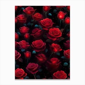 Red Roses Seamless Pattern 1 Canvas Print