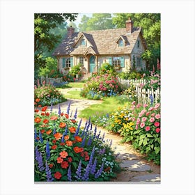 Cottage In The Garden Canvas Print