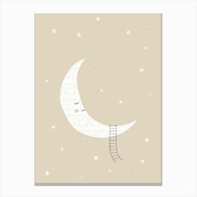 Neutral Nursery Print Moon Canvas Print