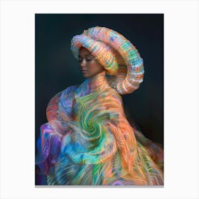 "Colourful Shell Headpiece, Woman's Artistic Portrait" Canvas Print