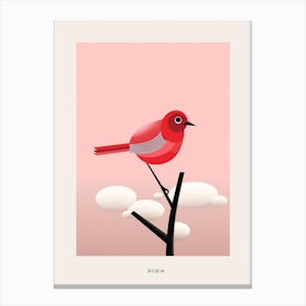 Minimalist Robin 5 Bird Poster Canvas Print