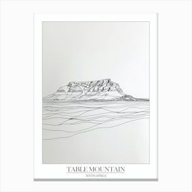 Table Mountain South Africa Line Drawing 1 Poster Canvas Print