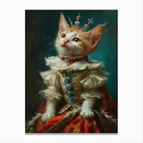 Cat With A Crown Royal Rococo Painting Inspired 3 Canvas Print