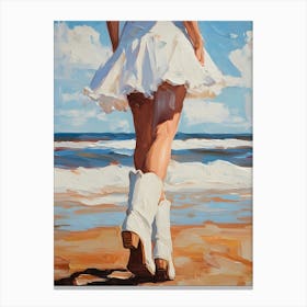 Cowgirl On The Beach 2 Canvas Print