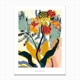 Colourful Flower Illustration Poster Buttercup 1 Canvas Print