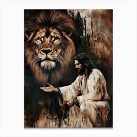 Jesus And The Lion Canvas Print