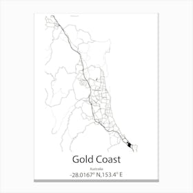 Gold Coast,Australia Minimalist Map Canvas Print