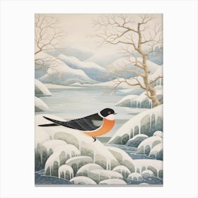 Winter Bird Painting Swallow 3 Canvas Print